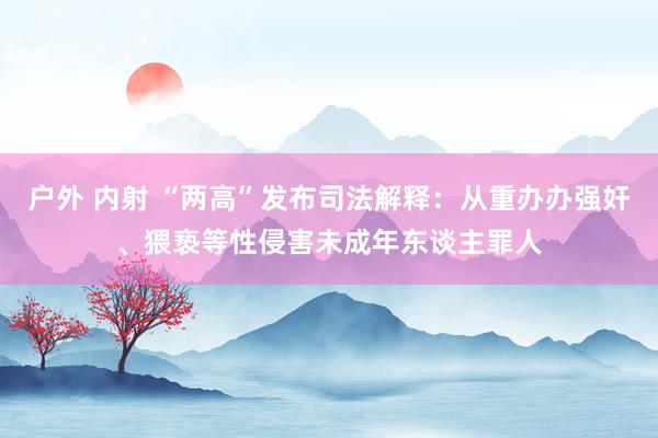 户外 内射 “两高”发布司法解释：从重办办强奸、猥亵等性侵害未成年东谈主罪人