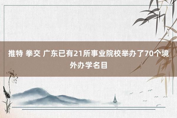 推特 拳交 广东已有21所事业院校举办了70个境外办学名目