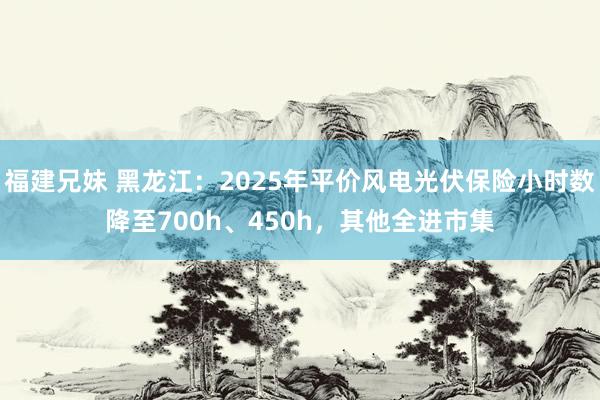 福建兄妹 黑龙江：2025年平价风电光伏保险小时数降至700